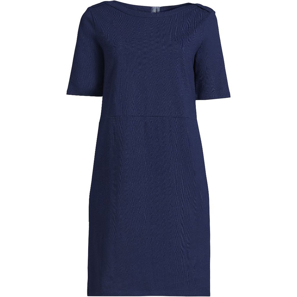 Lands' End Women's Heritage Cotton Jersey Elbow Sleeve Dress / S (6-8) / NWOT